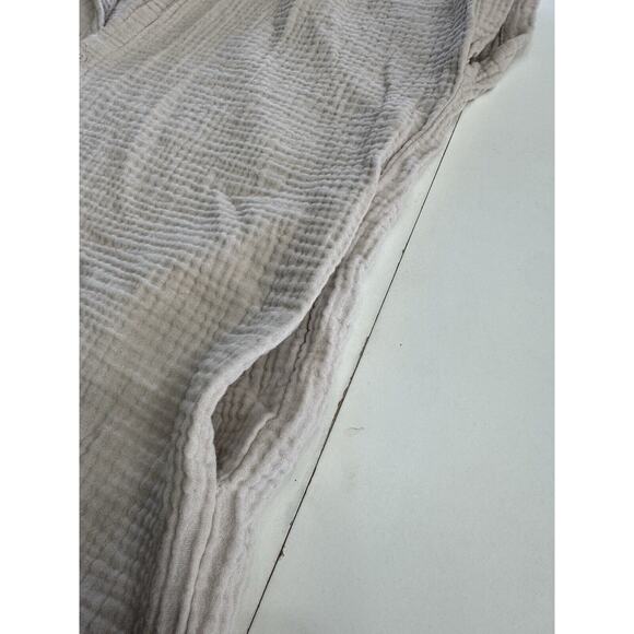 Miou Muse Tan Cotton Button Down Mini Shirt Dress Size S/M Flutter Sleeve Pocket - Picture 2 of 6